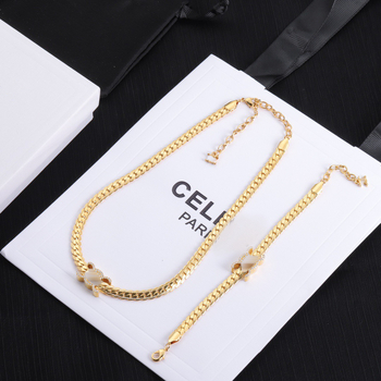 Arc de Triomphe set ogrlice i narukvice, bakrena osnova, mosazni privjesak, Twist lanac, za žene, proljeće 2024