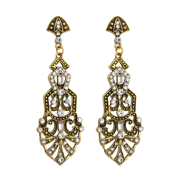 1920-ih vintage ukras za kosu s perjem i rhinestones — tiara s resicama, brit retro stil, komplet nakita za maškare (ogrlica, naušnice, narukvica)