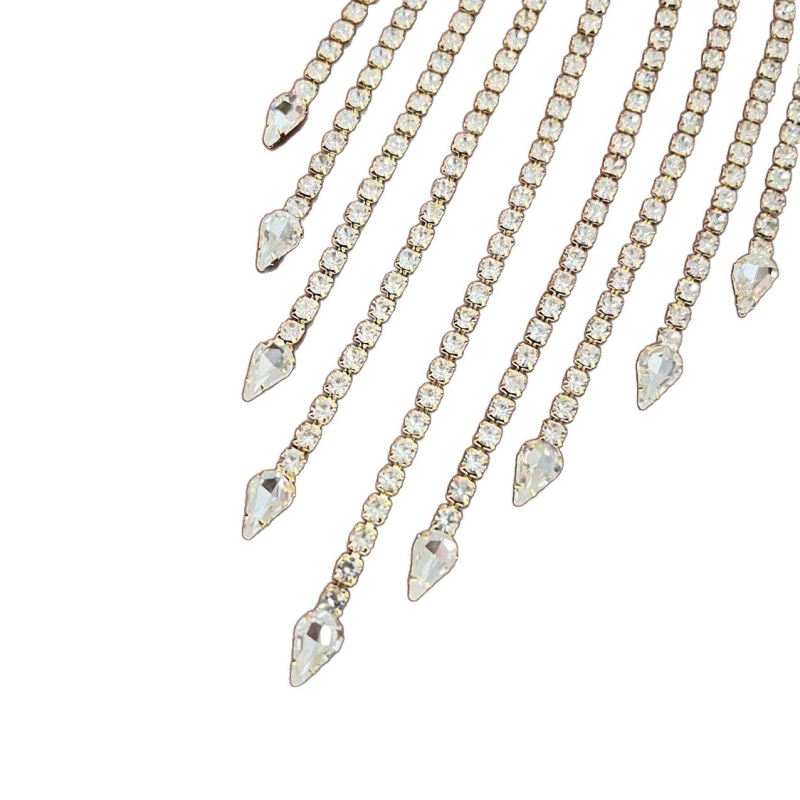 Ötvözetből készült testlánc nyaklánc rhinestone medállal, geometriai forma, elektroplattálás, szabályos lánc, nőknek