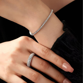 Prsten od srebra 925 s moisanitom, geometrijski dizajn, Yuhan Jewelry, za žene