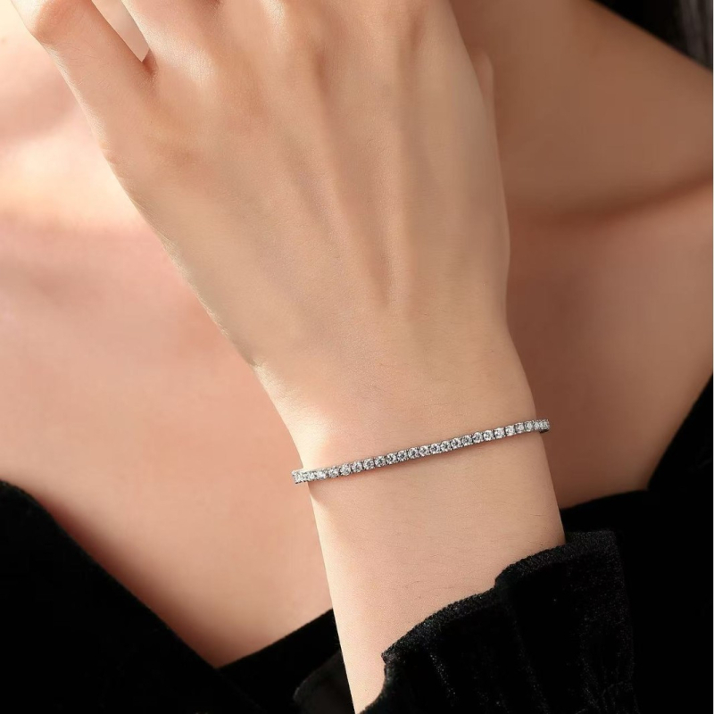 Prsten od srebra 925 s moisanitom, geometrijski dizajn, Yuhan Jewelry, za žene
