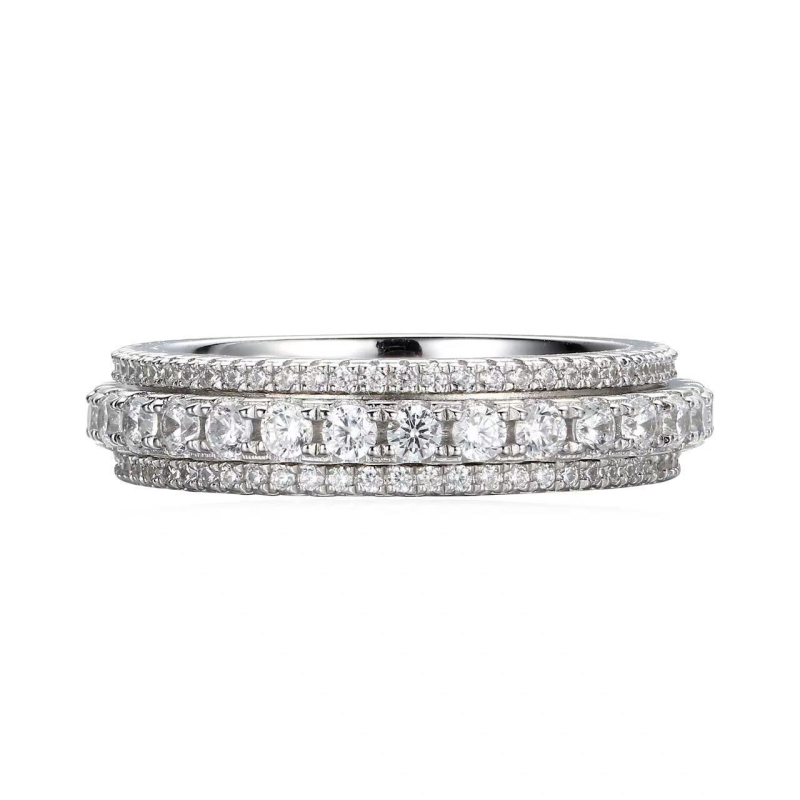 Prsten od srebra 925 s moisanitom, geometrijski dizajn, Yuhan Jewelry, za žene