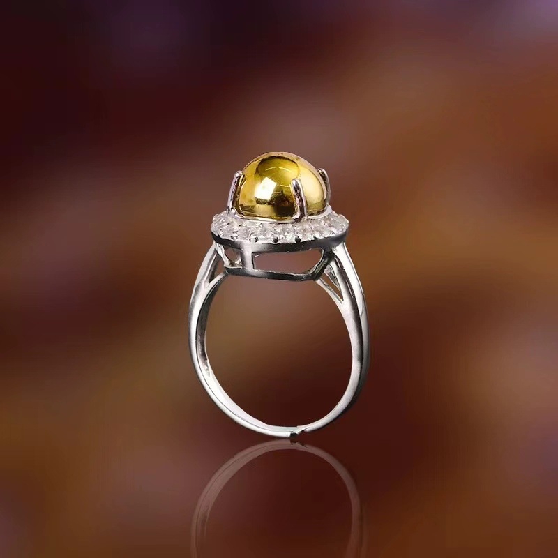 Réz gyűrű, nyitott állítható, etnikus-geometriai stílus, kopott felület, imitált moissanit, uniszex