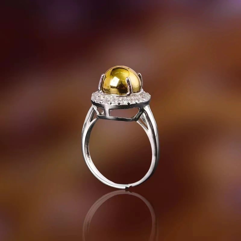 Réz gyűrű, nyitott állítható, etnikus-geometriai stílus, kopott felület, imitált moissanit, uniszex