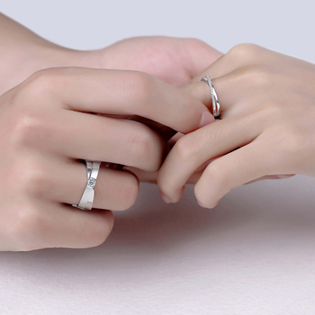 Par Moissanite prstenja od srebra 925, D boje – set od dva komada