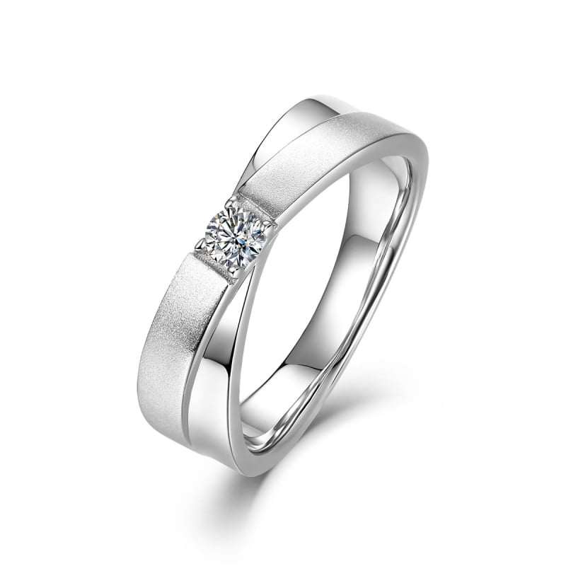 Par Moissanite prstenja od srebra 925, D boje – set od dva komada