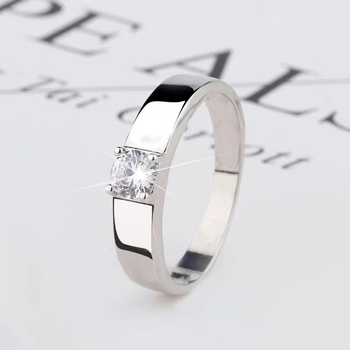 Uniszex réz gyűrű négypontos moissanit-stílusú beállítással, ekvivalens 0,5 karát, New Huan Zhen márka, geometriai dizájn