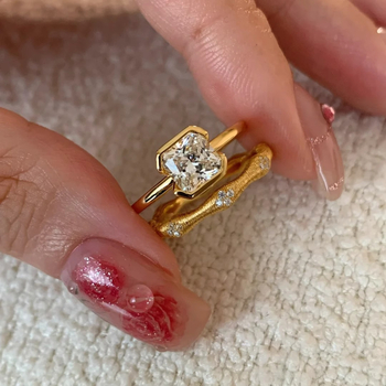 Moissanite gyűrű nőknek, csepp alakú, réz anyagú, elektroplakálás, minimalist stílus