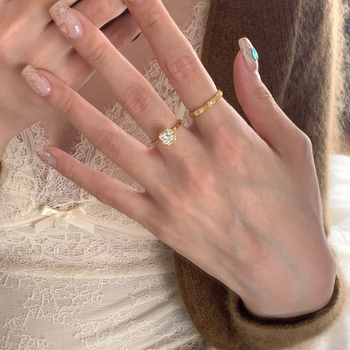 Moissanite gyűrű nőknek, csepp alakú, réz anyagú, elektroplakálás, minimalist stílus