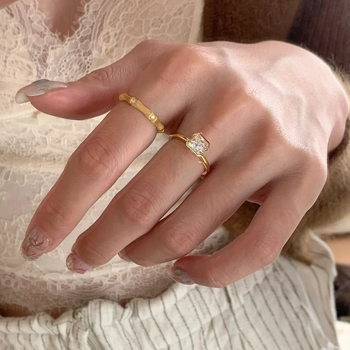 Moissanite gyűrű nőknek, csepp alakú, réz anyagú, elektroplakálás, minimalist stílus