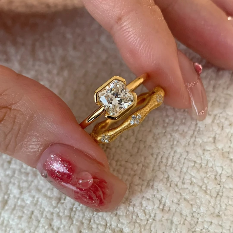 Moissanite gyűrű nőknek, csepp alakú, réz anyagú, elektroplakálás, minimalist stílus