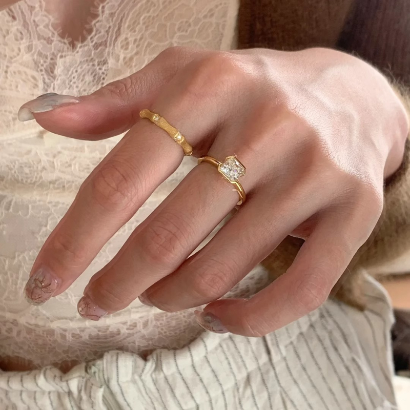 Moissanite gyűrű nőknek, csepp alakú, réz anyagú, elektroplakálás, minimalist stílus