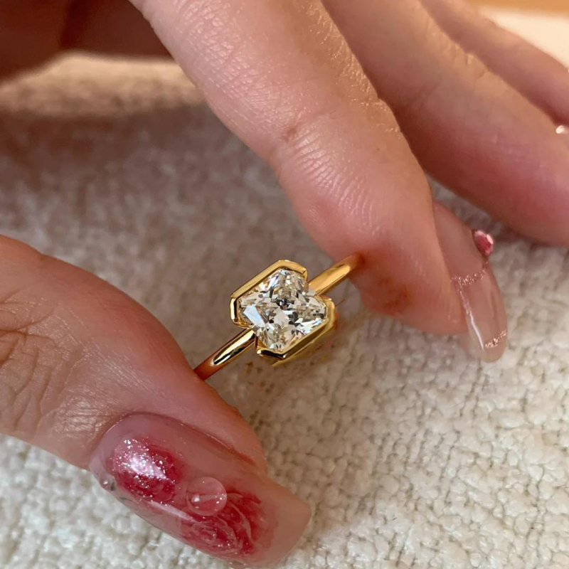 Moissanite gyűrű nőknek, csepp alakú, réz anyagú, elektroplakálás, minimalist stílus