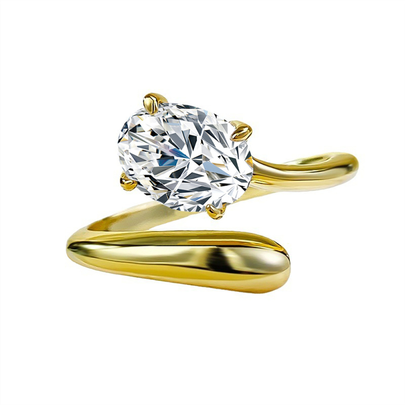 Moissanitni prsten 1.5 ct, kapkovit oblik, 925 srebro, otvoreni prsten
