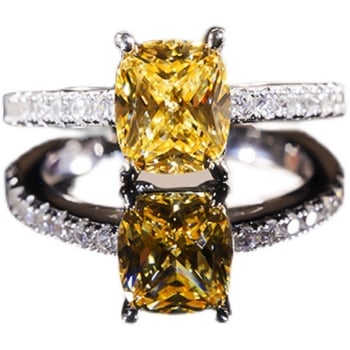 Gyűrű S925 ezüst, Moissanit szimulált, Cushion-cut, Elektroplakolás