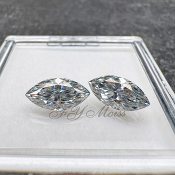 Moissanit drágakő – ívelt marquise alak (ló szem), tisztaság VVS, vágás, mesterséges eredet