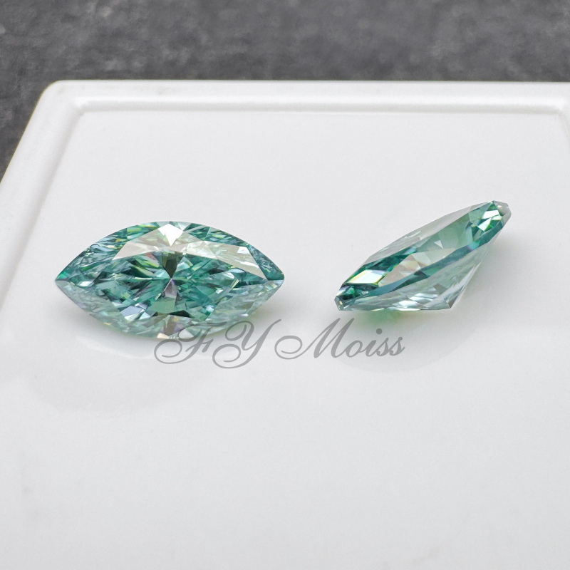 Moissanit drágakő – ívelt marquise alak (ló szem), tisztaság VVS, vágás, mesterséges eredet