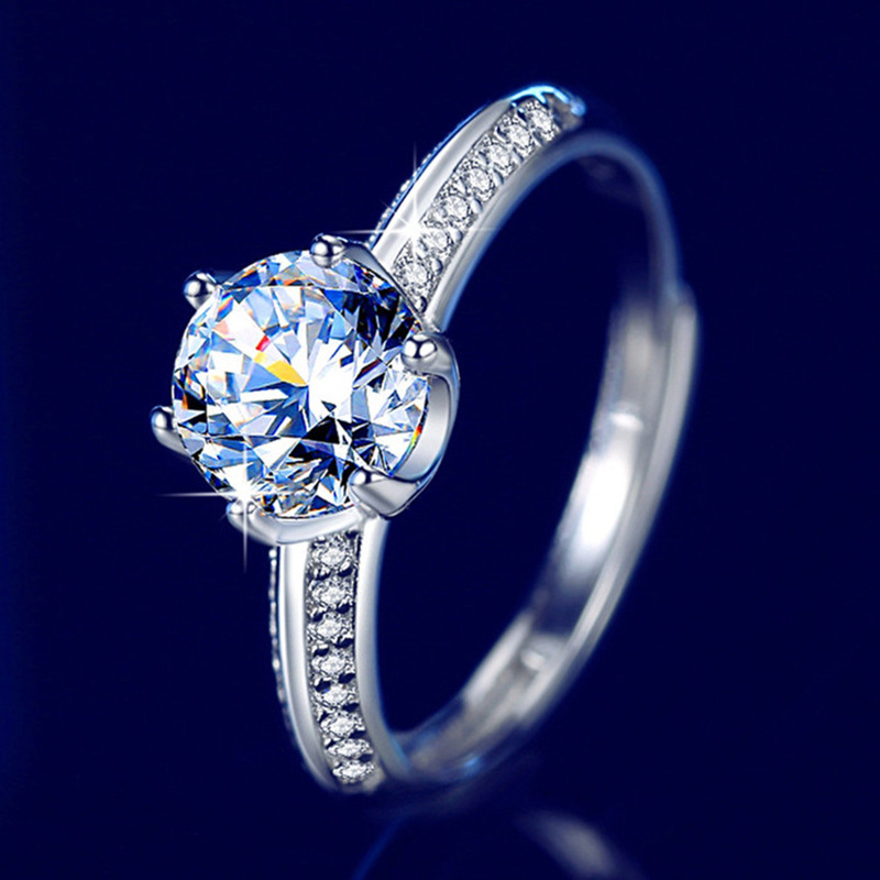 Unisex réz gyűrű ezüst bevonattal és cirkóniával, geometrikus dizájn, elektrolitikus bevonat, állítható nyitott gyűrű