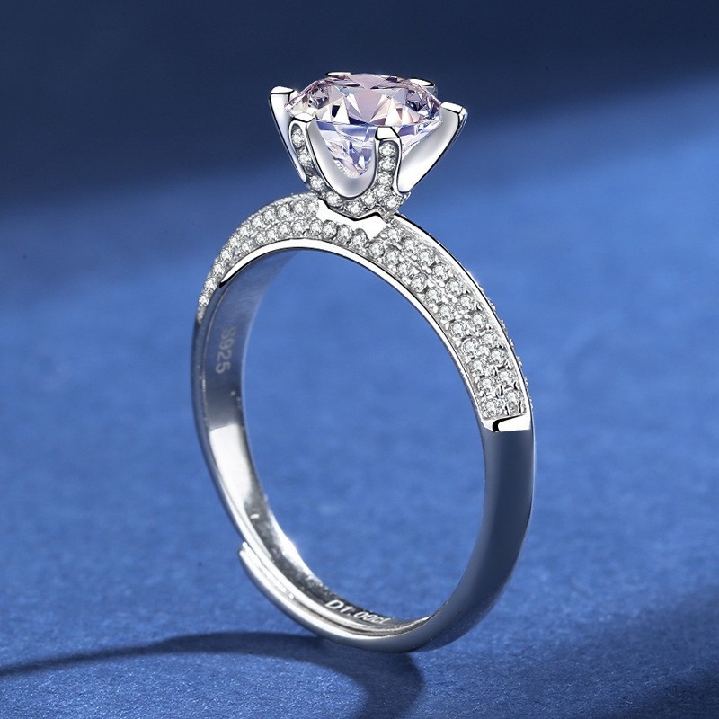 Unisex réz gyűrű ezüst bevonattal és cirkóniával, geometrikus dizájn, elektrolitikus bevonat, állítható nyitott gyűrű