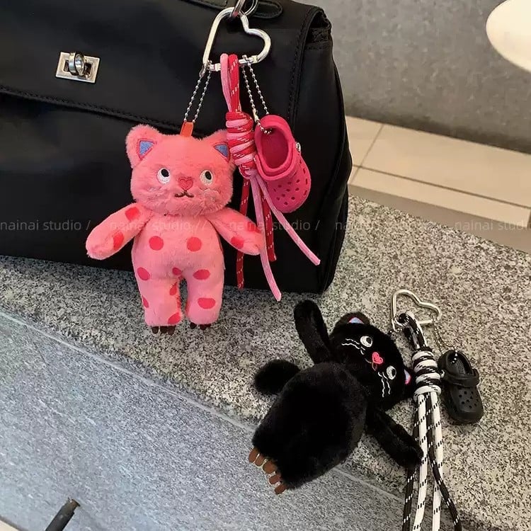 Plišani privjesak za ključeve s mačkom — sladak stil, mini figurica lutke, brend Easy to Rise
