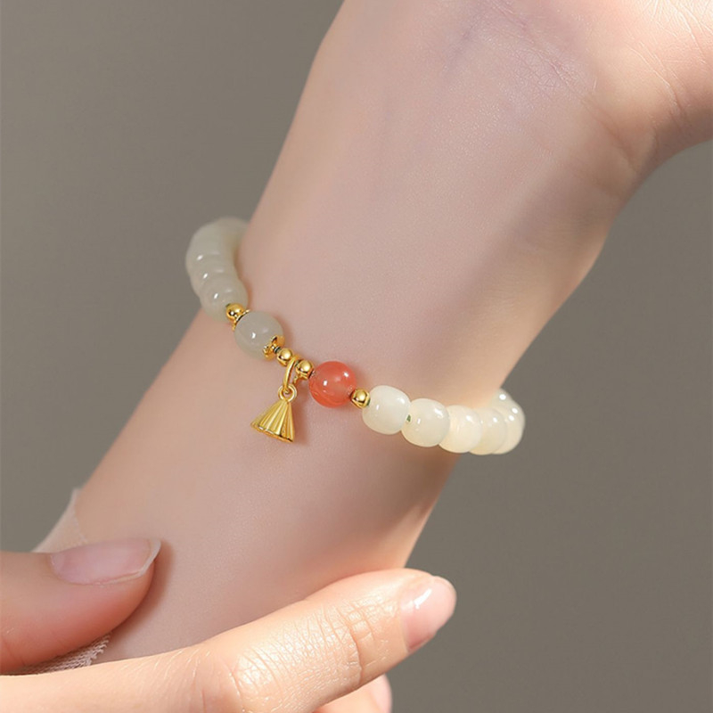 Nefrit narukvica, lotus dizajn, brend Yijia Crystal, univerzalno za žene