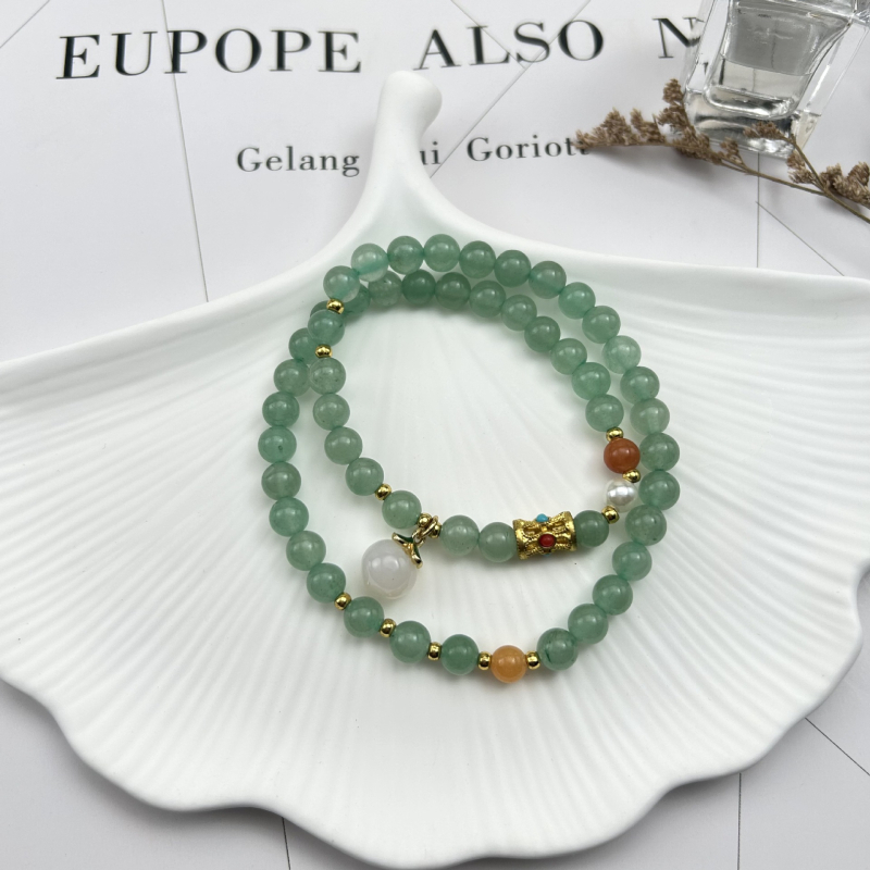 Narukvica od prirodnog akvamarina, okrugle perle, ručna izrada, ženski kineski stil
