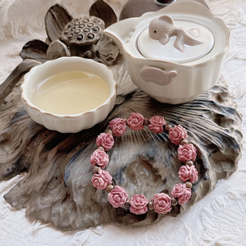 Narukvica od prirodnog drveta u Novom kineskom stilu, ručna izrada, unisex s cvjetnim oblikom, proljeće 2025