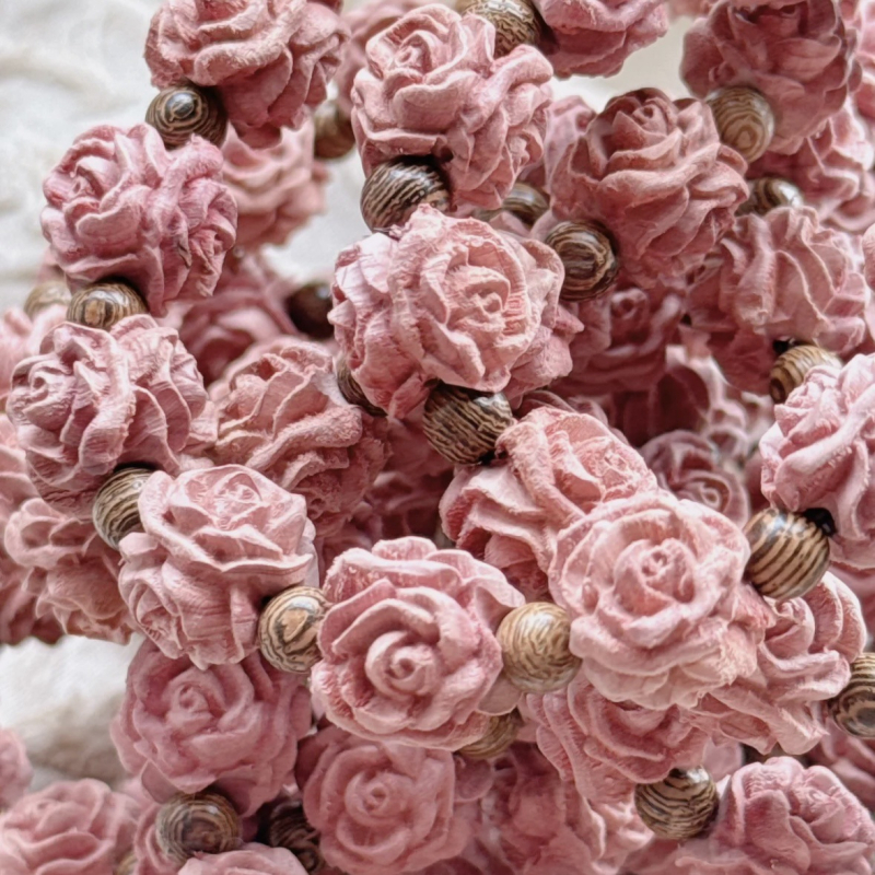 Narukvica od prirodnog drveta u Novom kineskom stilu, ručna izrada, unisex s cvjetnim oblikom, proljeće 2025