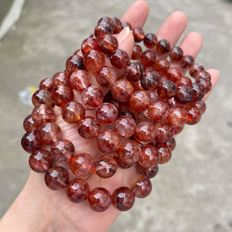Jingde Jewelry 7A Prirodno krvno-crvena cvjetna kristalna narukvica za žene, minimalističke okrugle kristalne perle