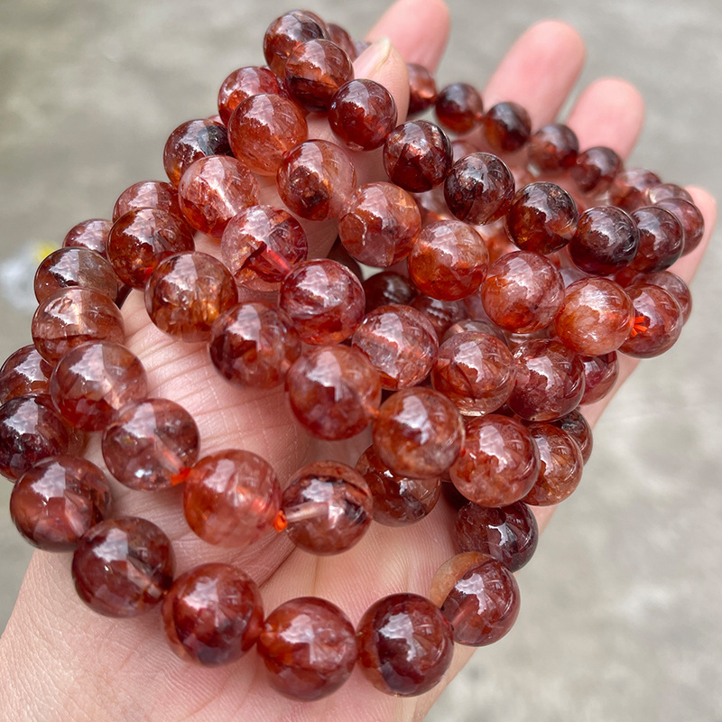 Jingde Jewelry 7A Prirodno krvno-crvena cvjetna kristalna narukvica za žene, minimalističke okrugle kristalne perle