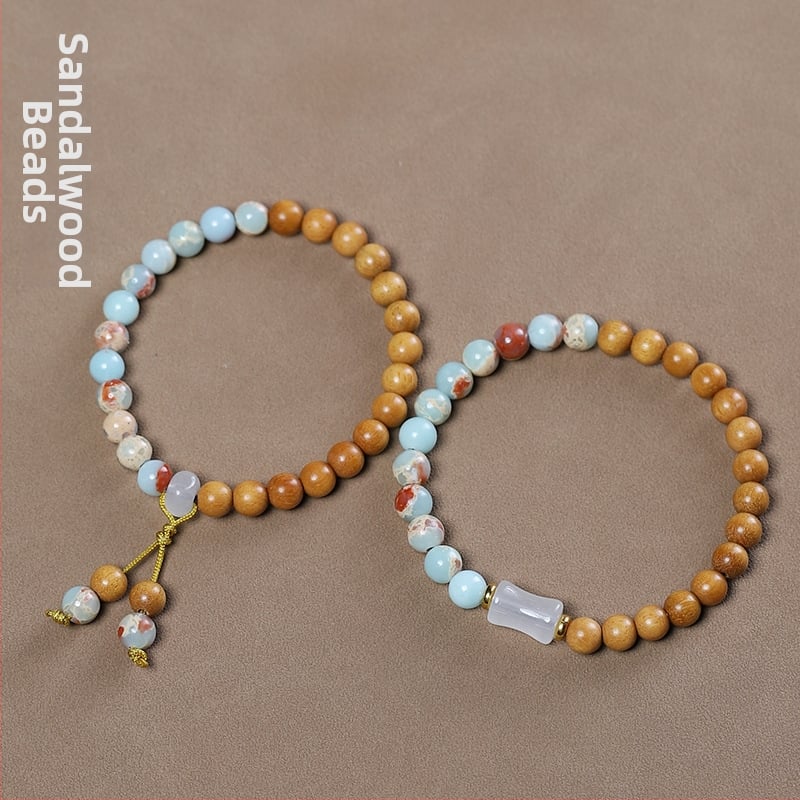 Narukvica od sandalovog drveta i Buddha perli | Etički stil, ručno izrađena i polirana