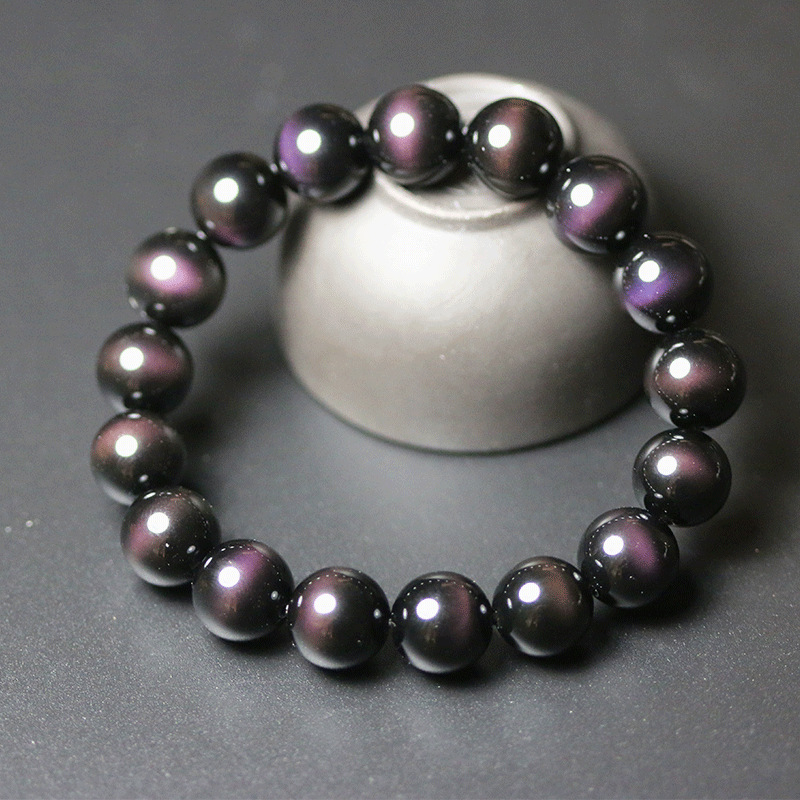 Narukvica od obsidijana, etnički stil, unisex, geometrijski oblik, polirani završni sloj, 7A kvaliteta