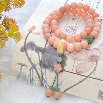 Brățară Bodhi din rădăcină, stil etnic, unisex, formă geometrică, finisaj lucios, 42 mărgele