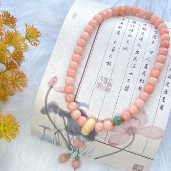 Brățară Bodhi din rădăcină, stil etnic, unisex, formă geometrică, finisaj lucios, 42 mărgele