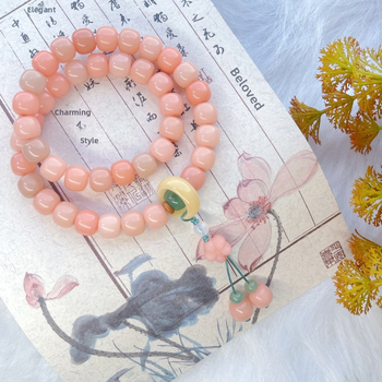 Brățară Bodhi din rădăcină, stil etnic, unisex, formă geometrică, finisaj lucios, 42 mărgele