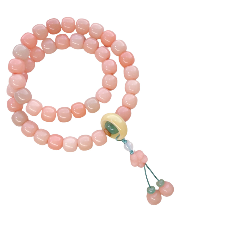 Brățară Bodhi din rădăcină, stil etnic, unisex, formă geometrică, finisaj lucios, 42 mărgele