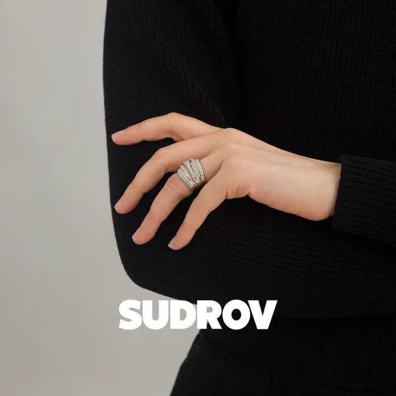 Bakreni geometrijski prsten s cirkonijem za žene, nišni stil