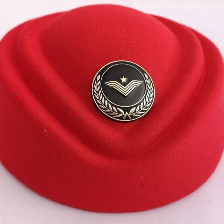 Καπέλο αεροσυνοδού – φελτ από μαλλί, μονοχρωμικός σχεδιασμός, κομψός θόλος, δυνατότητα εκτύπωσης λογότυπου