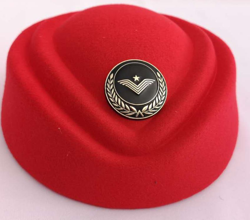 Καπέλο αεροσυνοδού – φελτ από μαλλί, μονοχρωμικός σχεδιασμός, κομψός θόλος, δυνατότητα εκτύπωσης λογότυπου