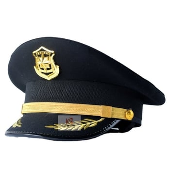 Uniszex repülő kapitány sapka, pamut twill, nagy karimával, hímzett logó