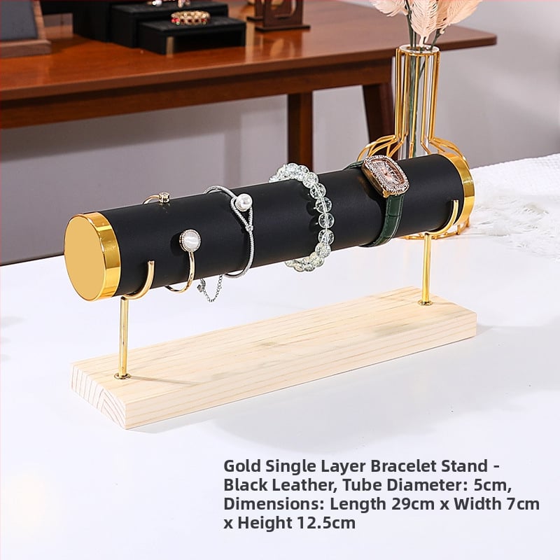 Триетажна дървена стойка за бижута за настолно експониране и съхранение на часовници и гривни