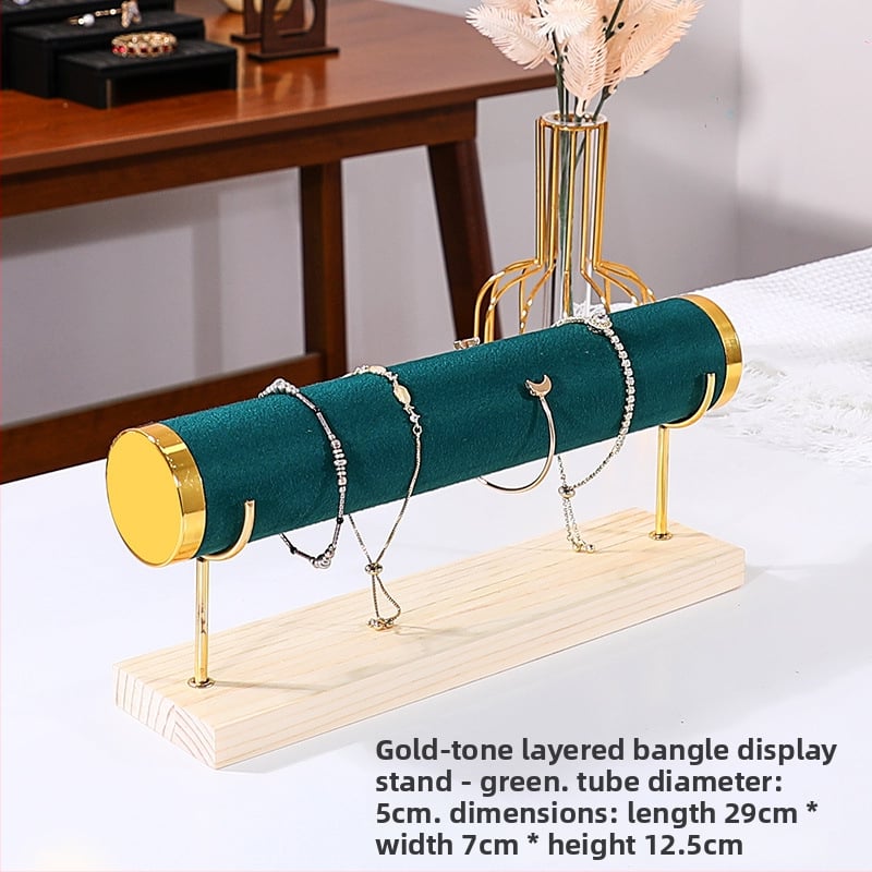 Триетажна дървена стойка за бижута за настолно експониране и съхранение на часовници и гривни