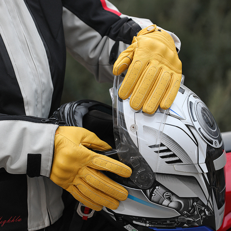 Motociklističke rukavice – Unisex, teleća koža, Harley Retro stil, sve sezone, protuklizne za vožnju na otvorenom