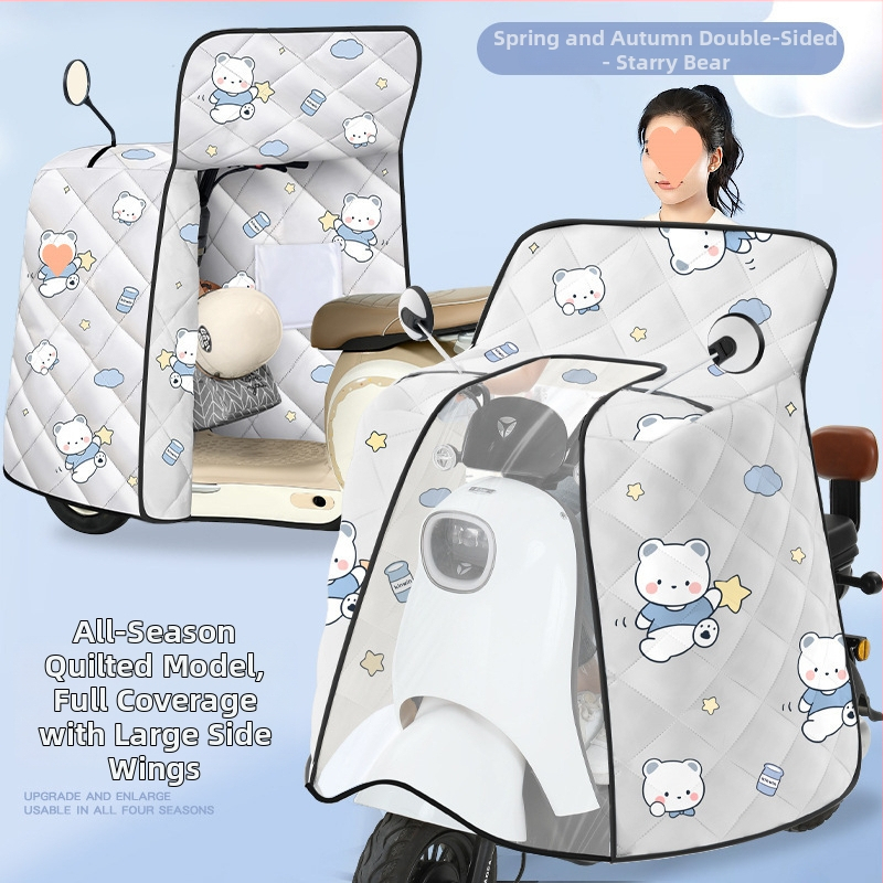 Pelerină anti-vânt pentru motociclete electrice, acoperire completă, fleece de iarnă, țesătură cu proprietăți hidro-rezistente