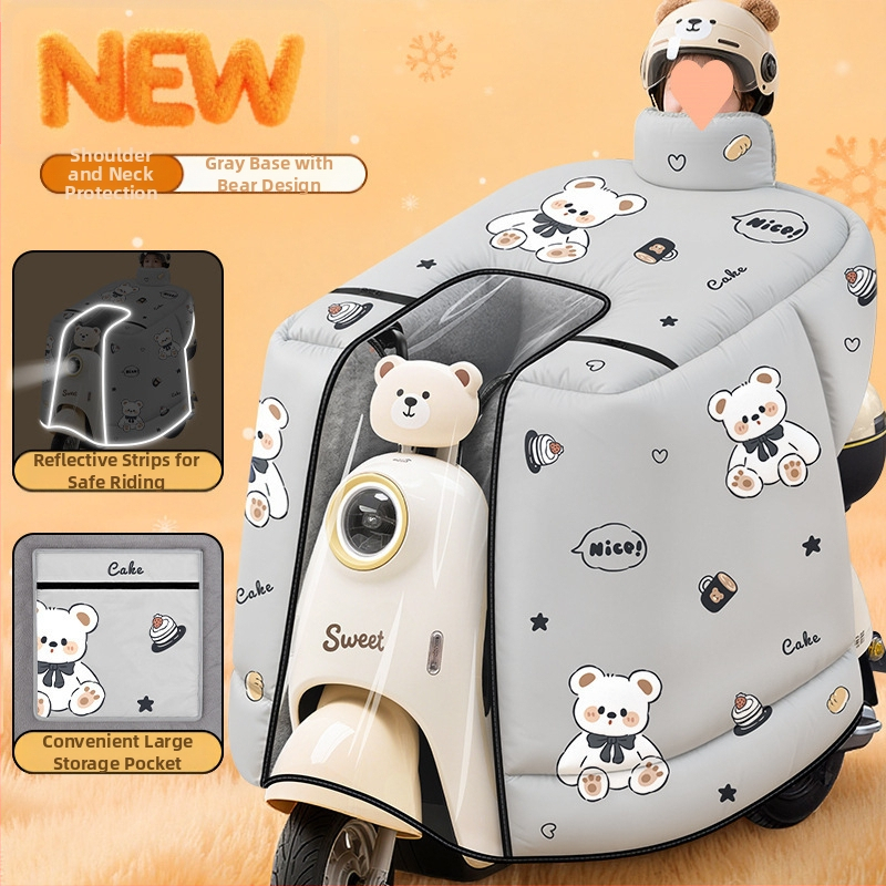 Pelerină anti-vânt pentru motociclete electrice, acoperire completă, fleece de iarnă, țesătură cu proprietăți hidro-rezistente