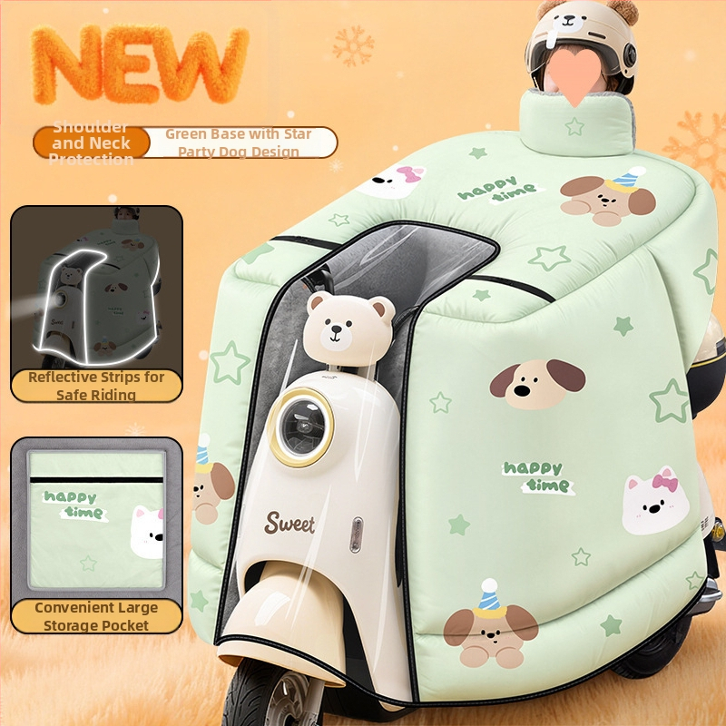 Pelerină anti-vânt pentru motociclete electrice, acoperire completă, fleece de iarnă, țesătură cu proprietăți hidro-rezistente