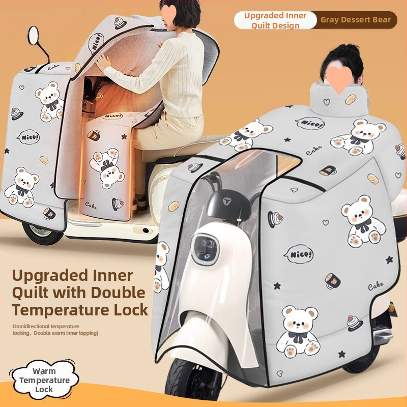 Pelerină anti-vânt pentru motociclete electrice, acoperire completă, fleece de iarnă, țesătură cu proprietăți hidro-rezistente