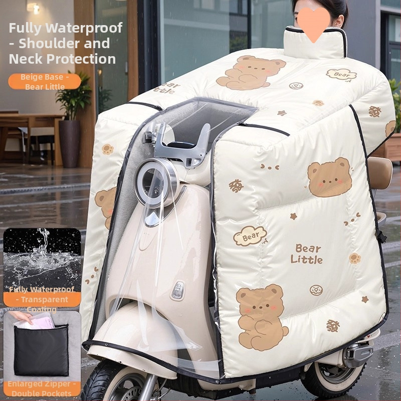 Pelerină anti-vânt pentru motociclete electrice, acoperire completă, fleece de iarnă, țesătură cu proprietăți hidro-rezistente