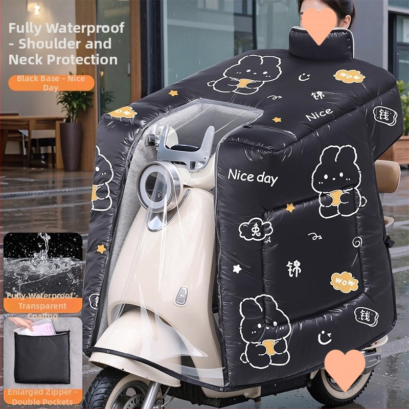 Pelerină anti-vânt pentru motociclete electrice, acoperire completă, fleece de iarnă, țesătură cu proprietăți hidro-rezistente