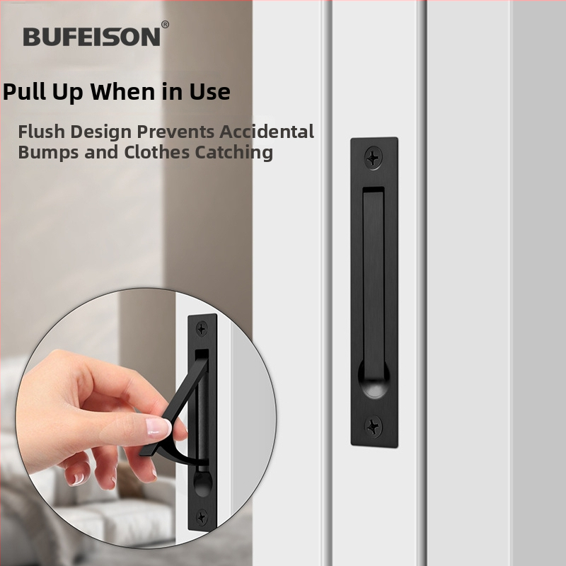 Kišeninių durų rankena — Nerūdijantis plienas, elektroplatuotas paviršius, Modernus minimalistinis stilius, tinka kišeninėms, įmontuotoms ir medinėms durims